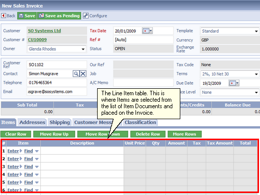 The Sales Invoice Document