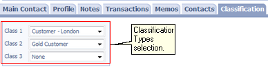 Classification Type selection