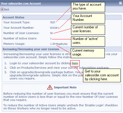 The salesorder.com account page