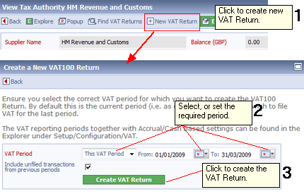Creating a new VAT Return