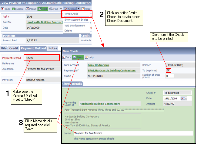 Creating a new Check form a Payment.