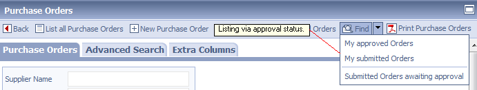 Listing Purchase Orders by approval status