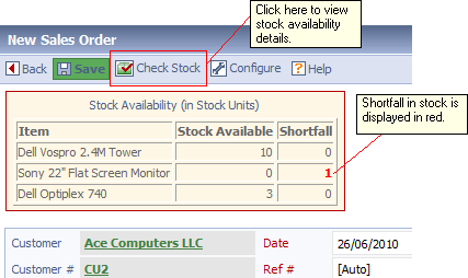 Displaying Stock Availability